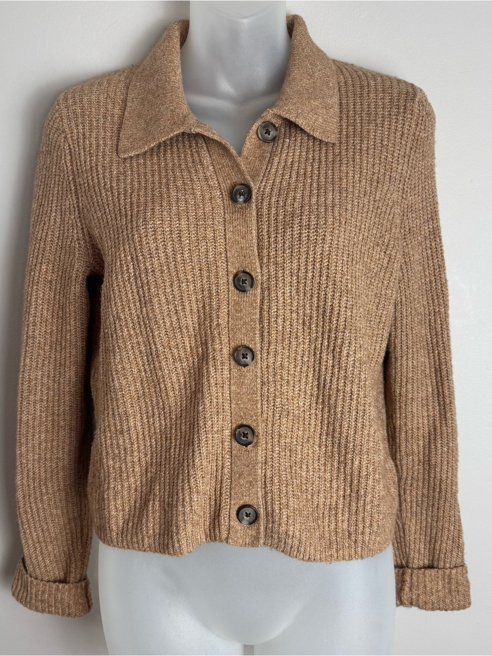 Old Navy Camel Color Ribbed Button-Up Sweater Cardigan Size XSP